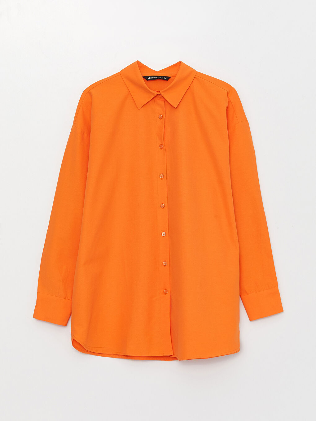 Tunique Chemise Popeline Uni à Manches Longues pour Femmes-5