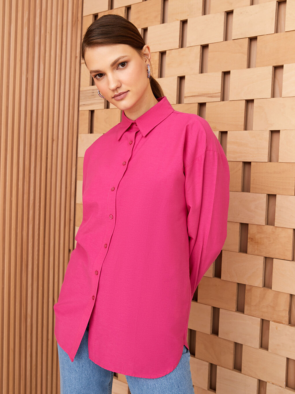 LCW Modest Plain Long Sleeve Women's Poplin Shirt Tunic