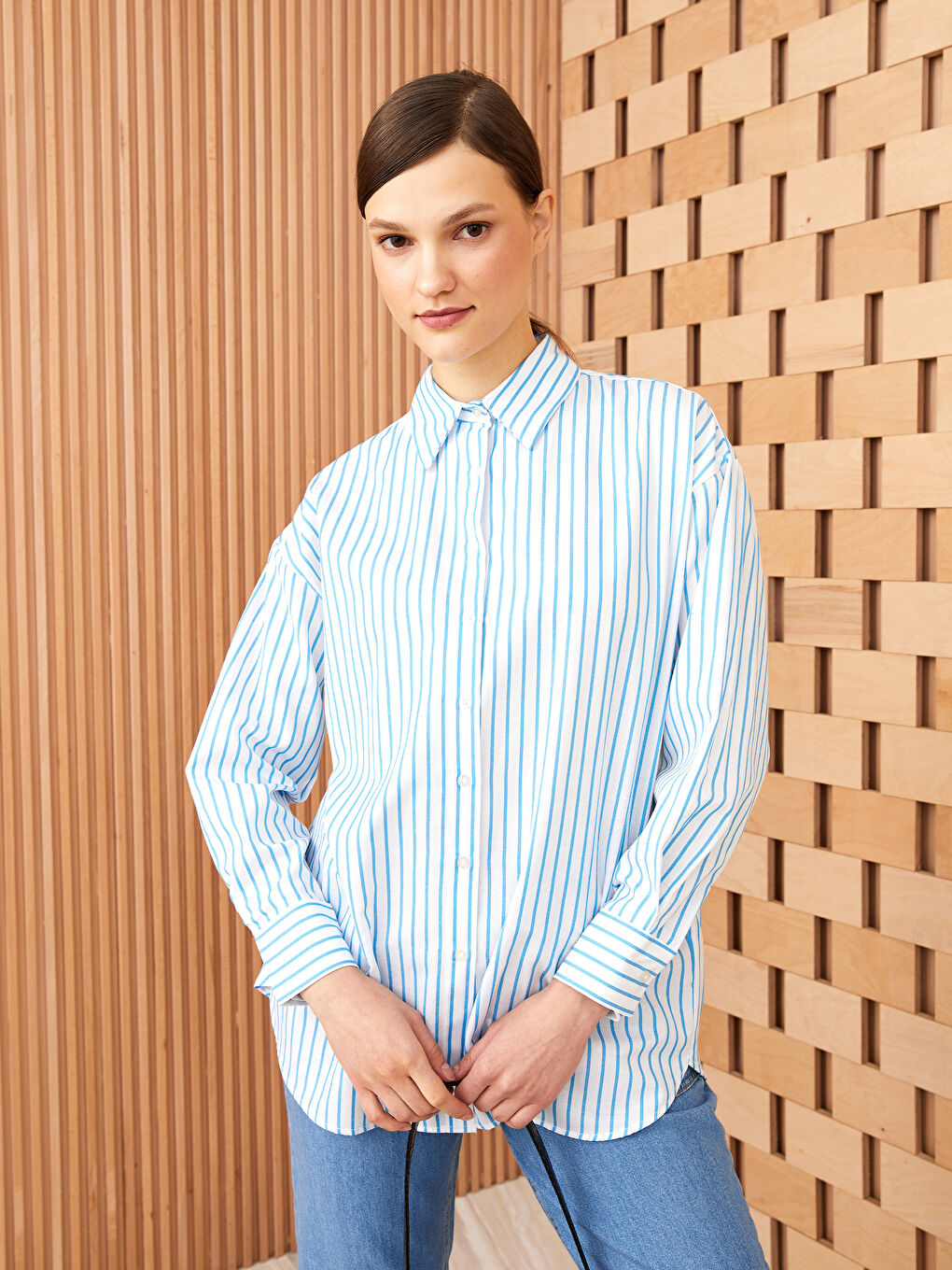 Striped Long Sleeve Women's Shirt-1