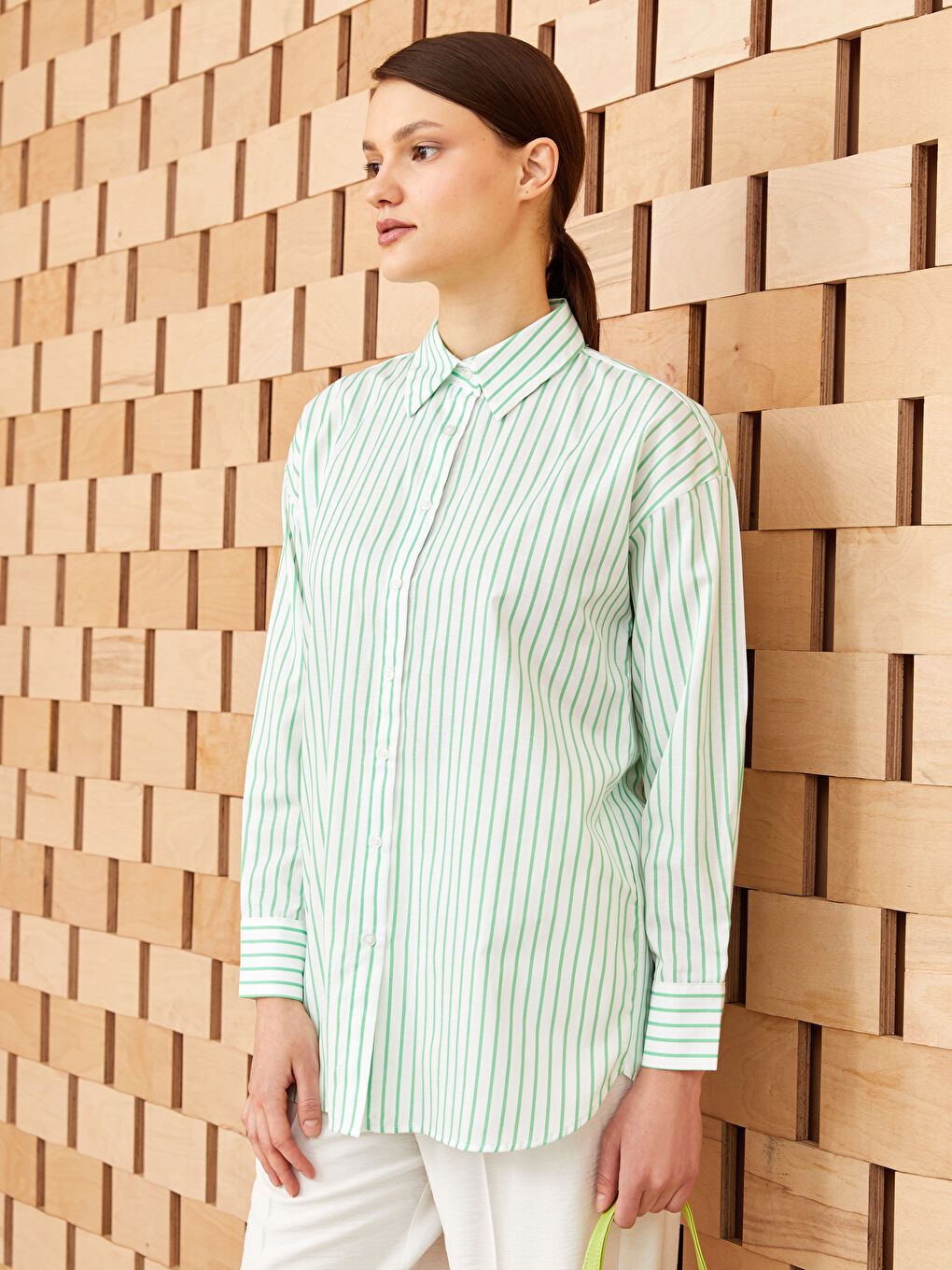 Gestreiftes Langarm-Oversize-Hemd für Damen