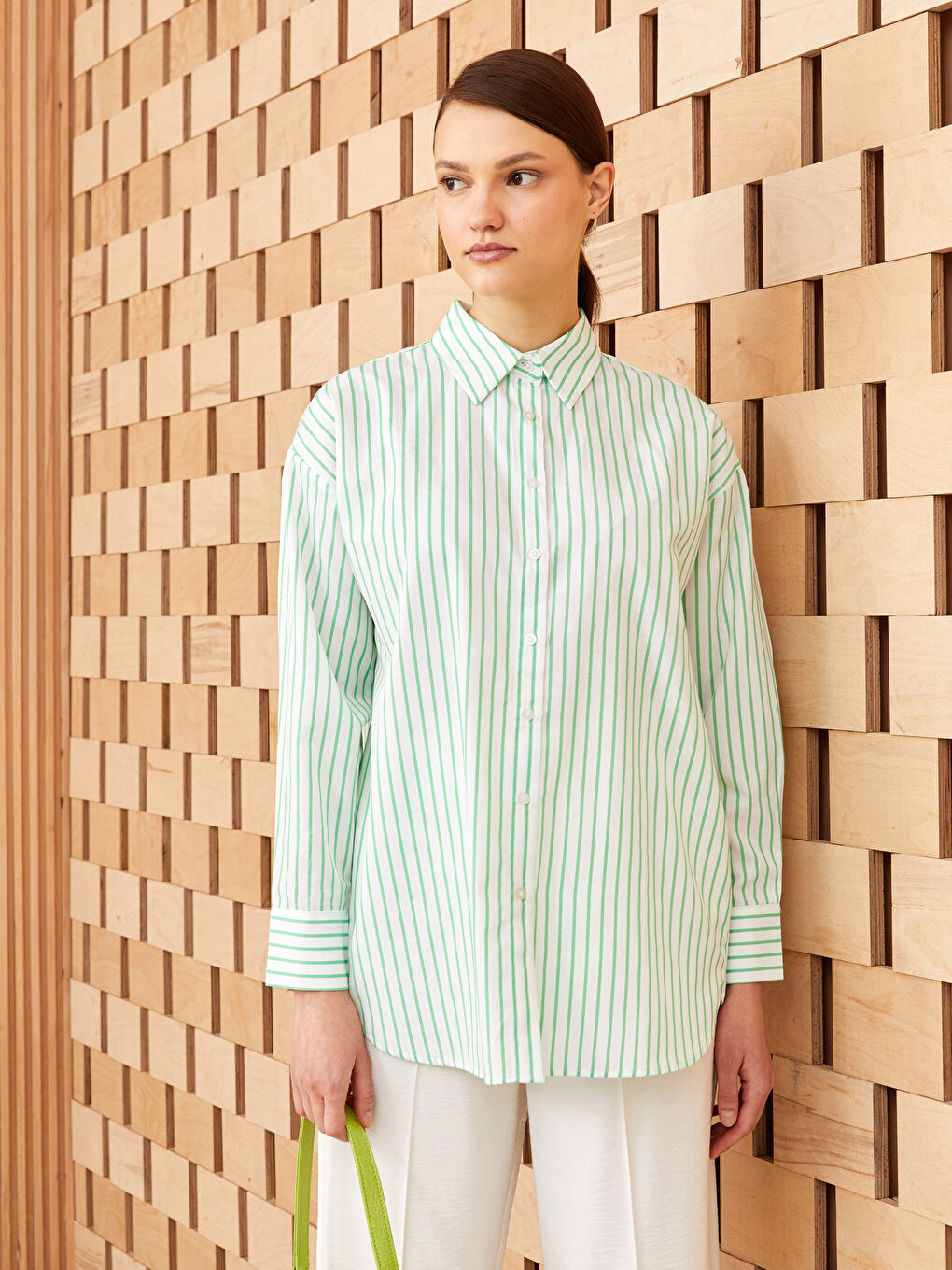 Gestreiftes Langarm-Oversize-Hemd für Damen-1