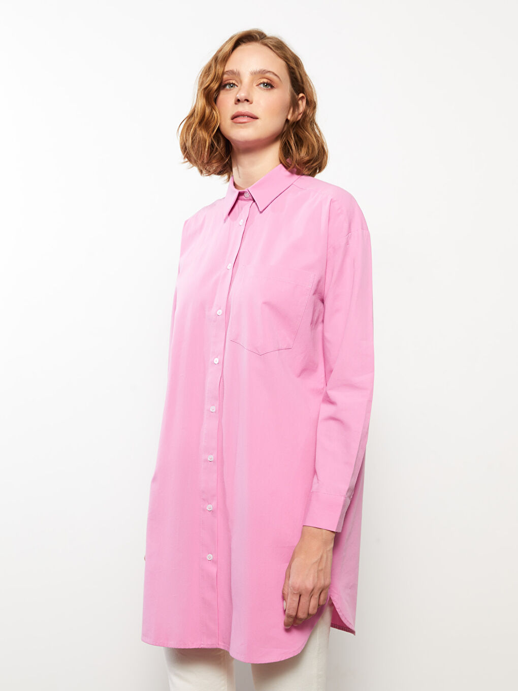 Plain Long Sleeve Oversize Women's Shirt Tunic