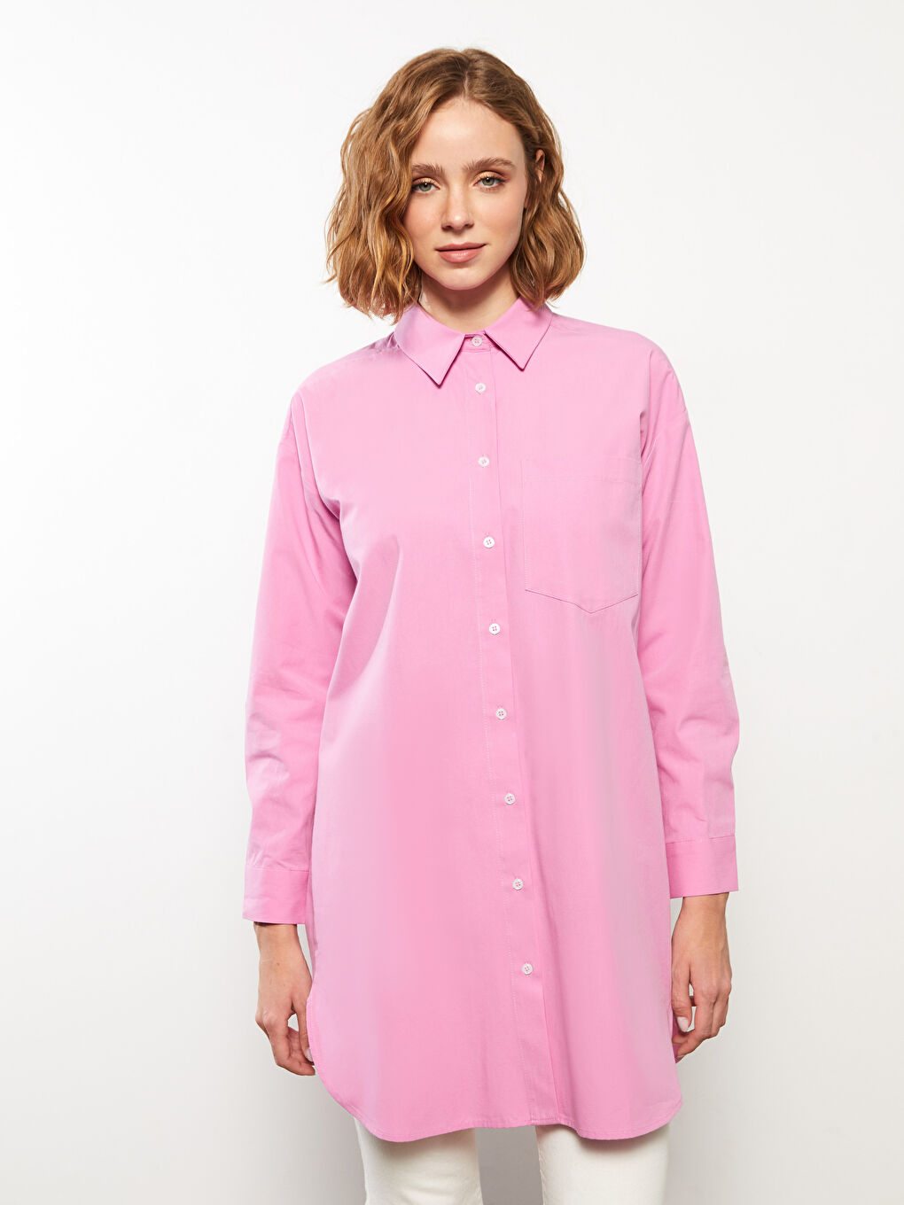 Plain Long Sleeve Oversize Women's Shirt Tunic-2