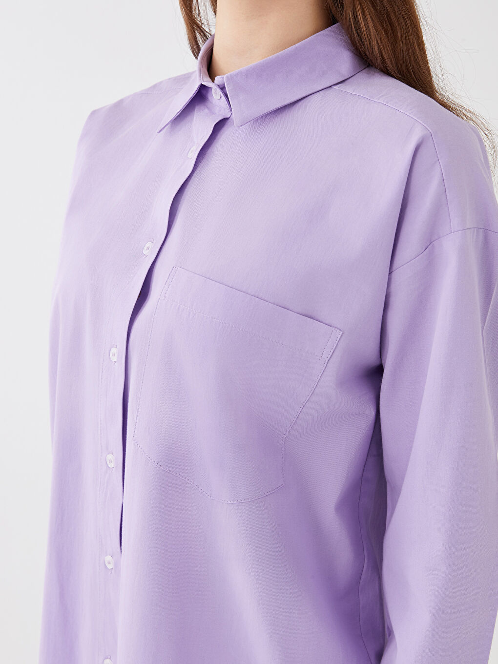 قميص تونيك سادة كم طويل واسع للسيدات-3