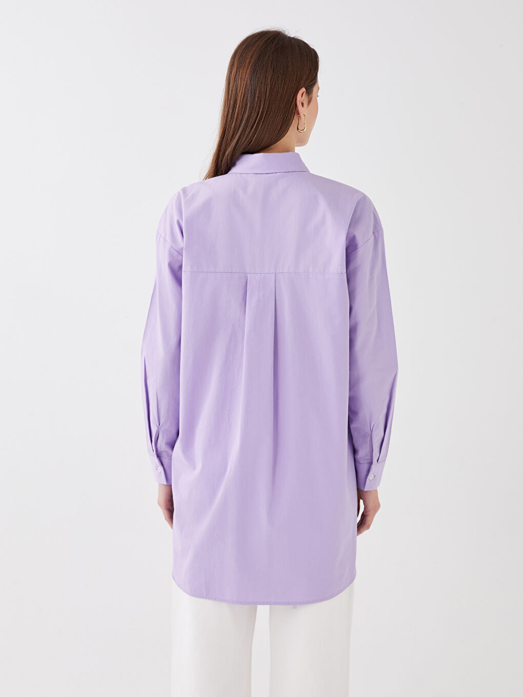 قميص تونيك سادة كم طويل واسع للسيدات-4