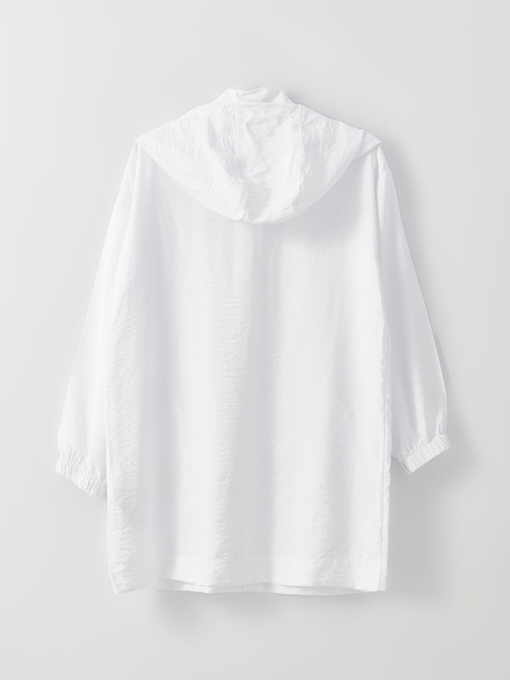Beyaz Kapüşonlu Düz Uzun Kollu Kadın Tunik-6