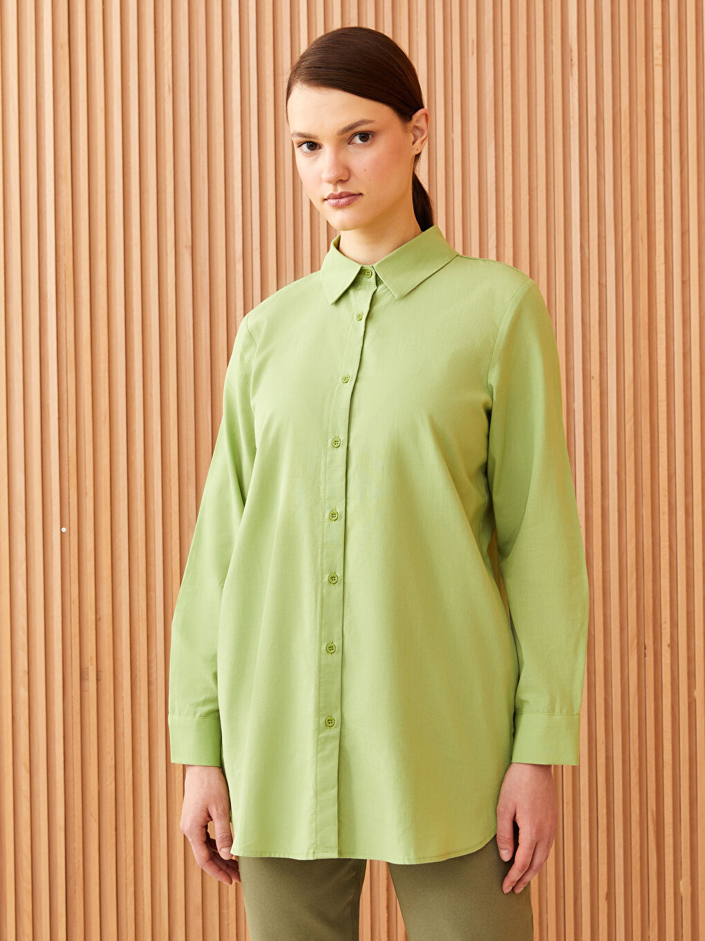 Plain Long Sleeve Women's Shirt Tunic-1