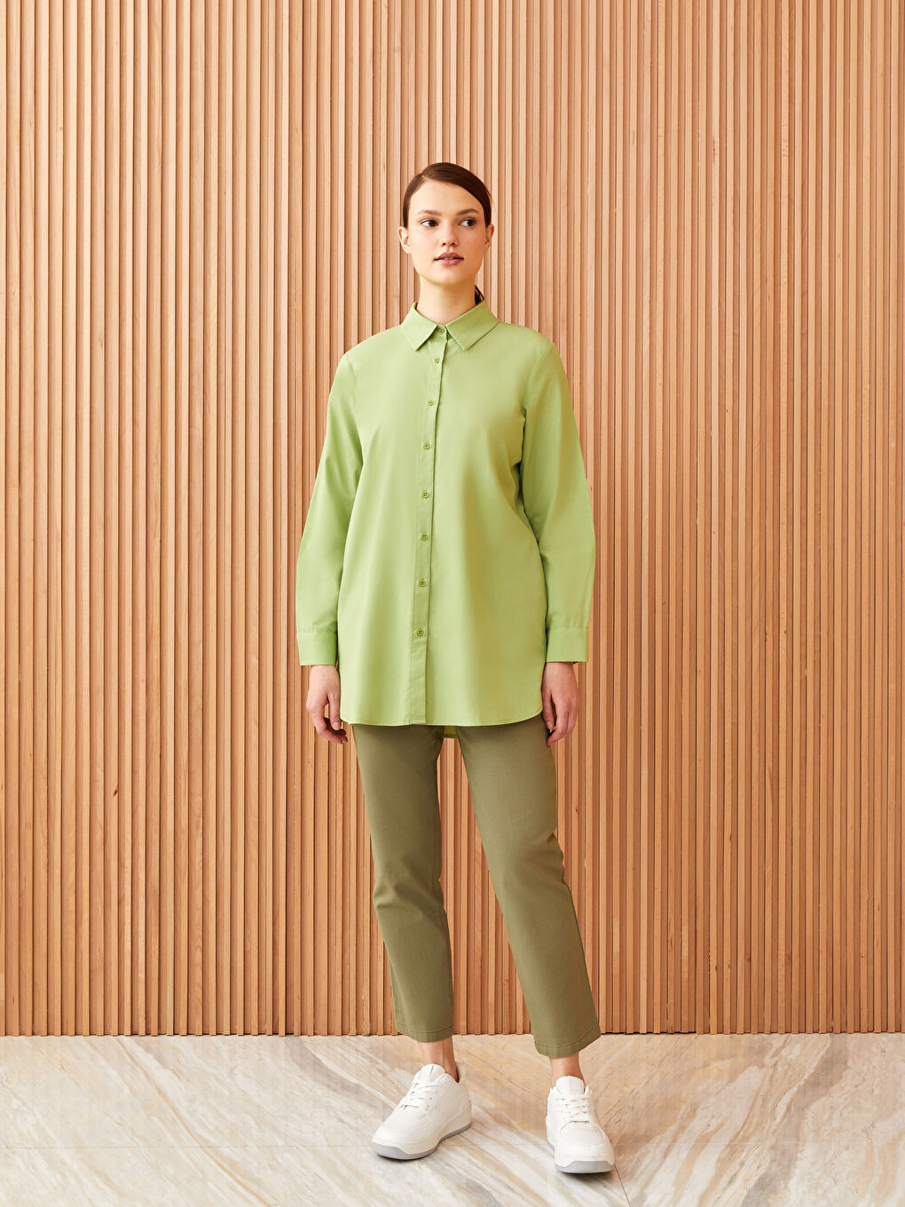 Plain Long Sleeve Women's Shirt Tunic-2