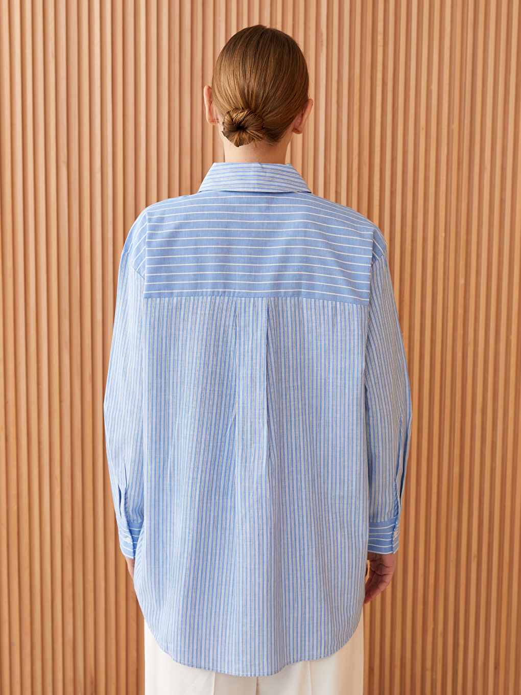 Tunică Cămașă Supradimensionată Vărgată pentru Femei-4