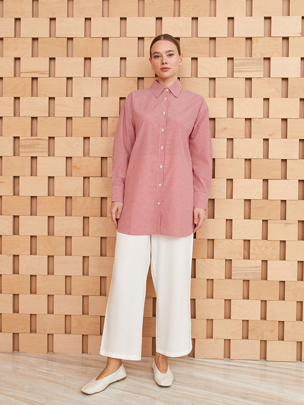 LCW Modest Plaid Long Sleeve Women's Shirt Tunic -S3CC48Z8