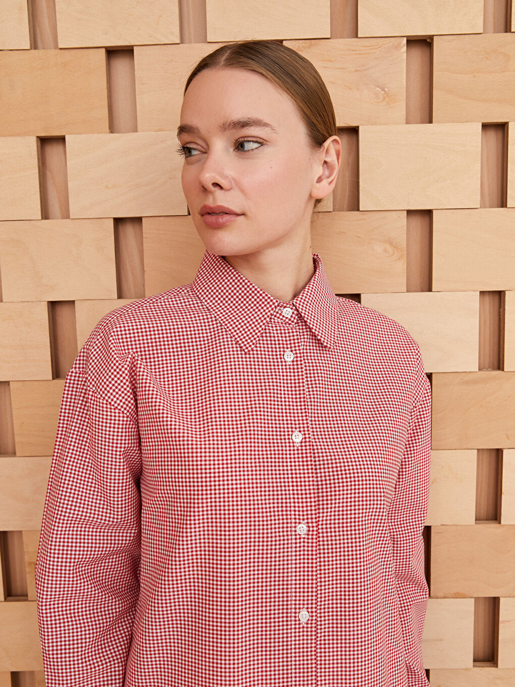 Tunique Chemise à Manches Longues Écossais pour Femmes-2