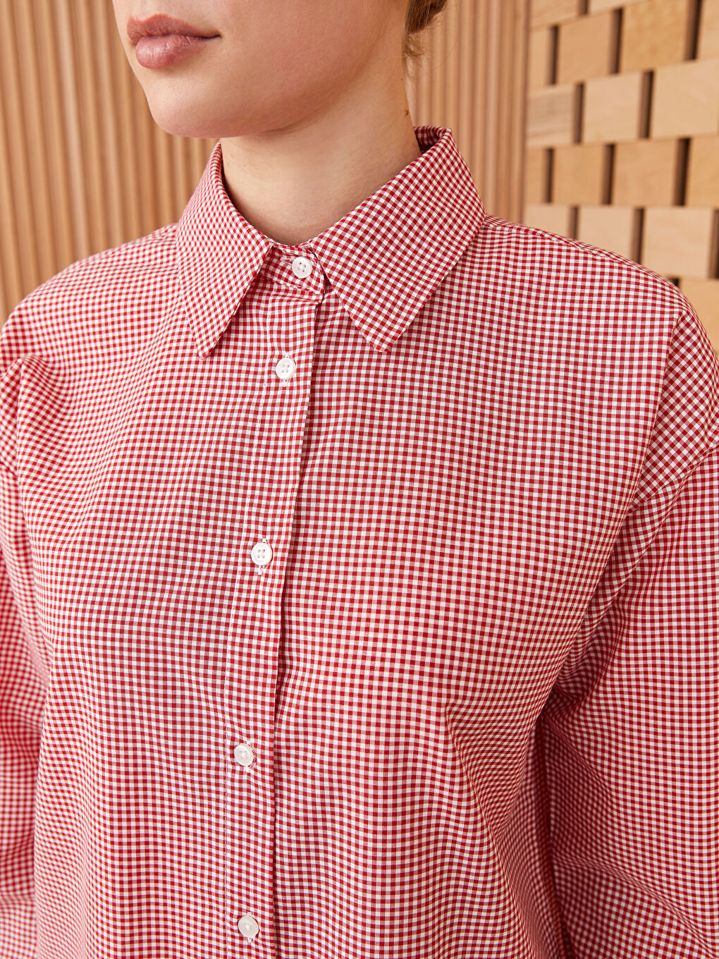 Tunique Chemise à Manches Longues Écossais pour Femmes-3