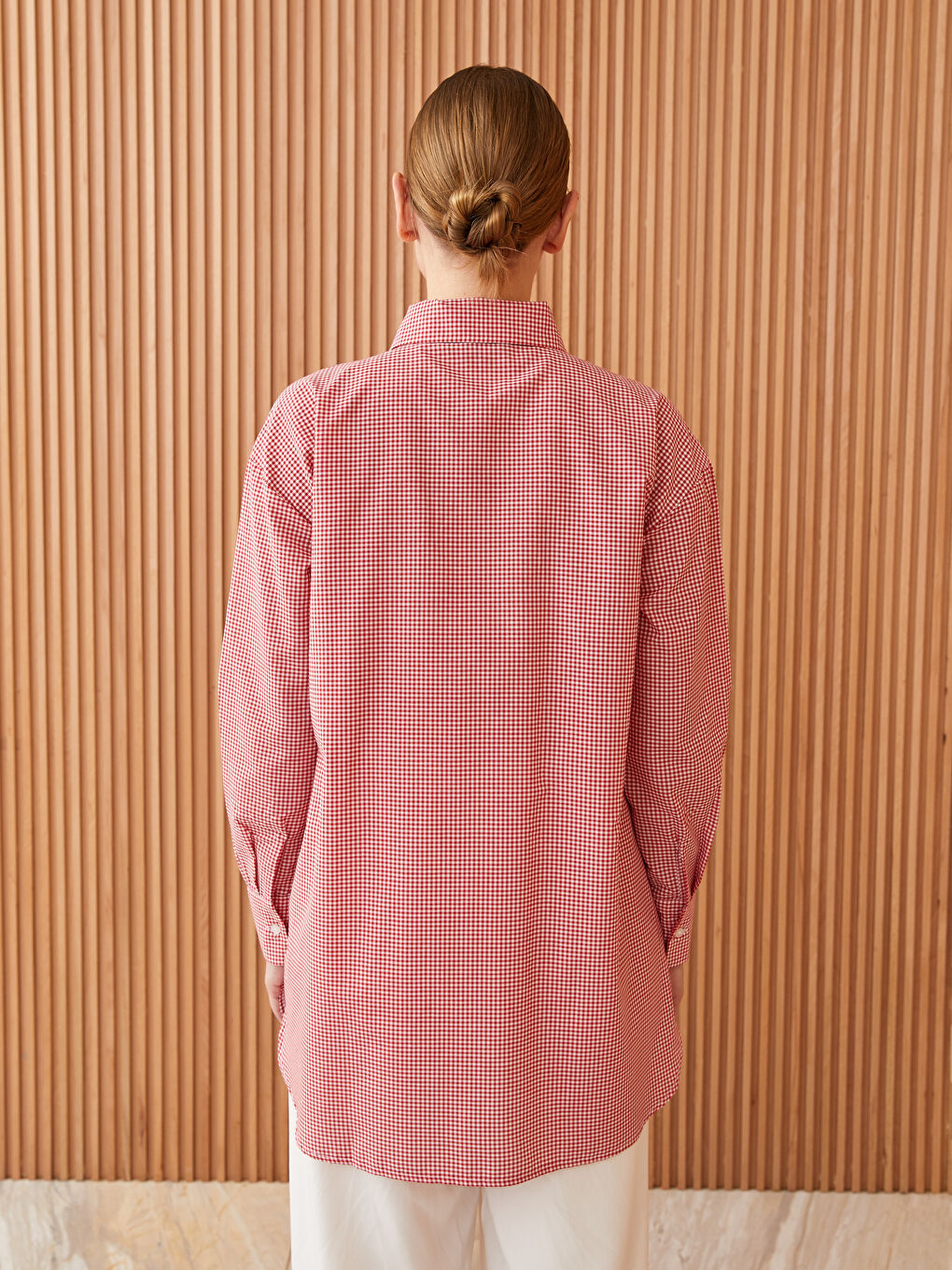 Tunique Chemise à Manches Longues Écossais pour Femmes-4