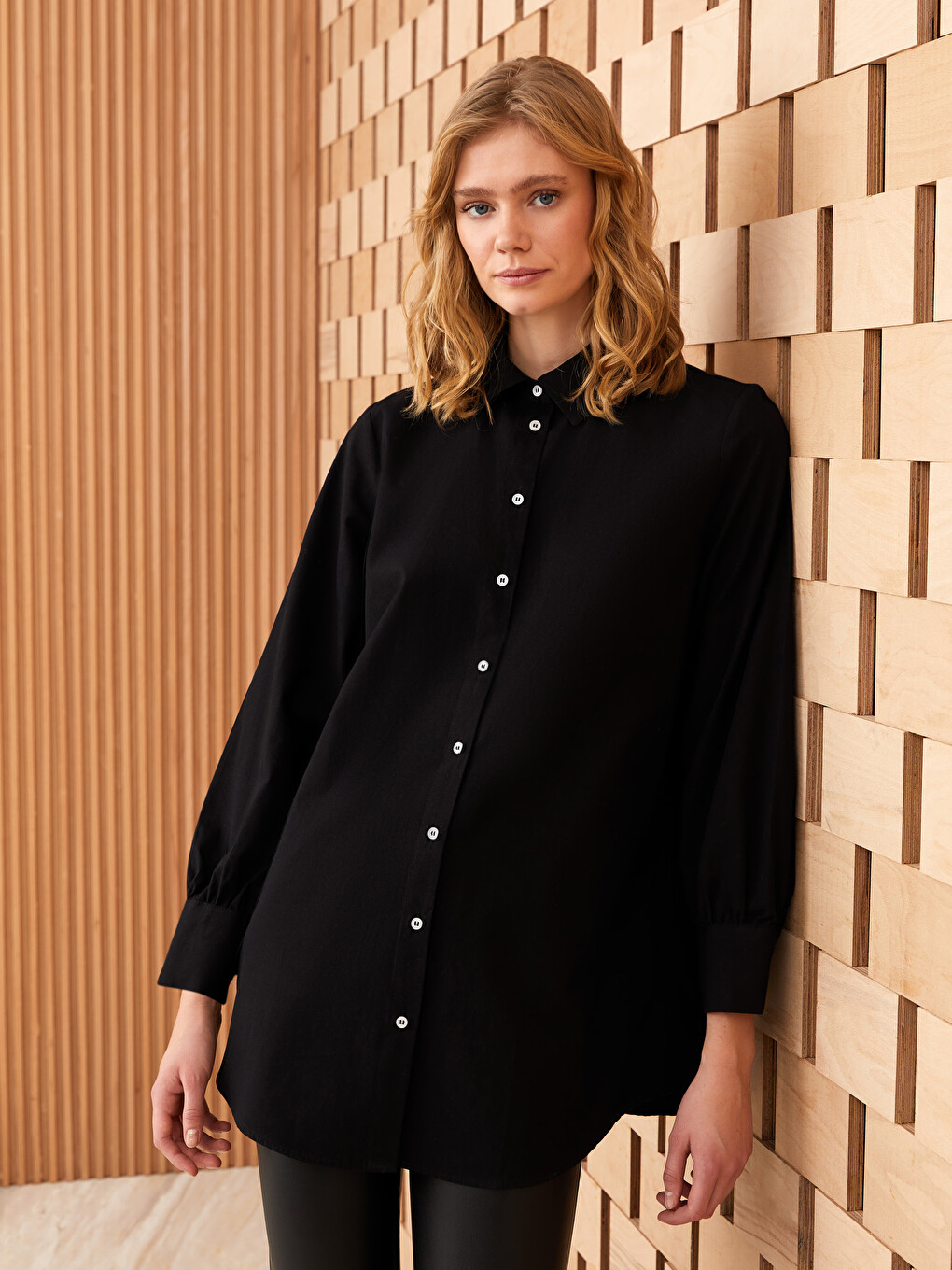 Plain Long Sleeve Women's Shirt Tunic