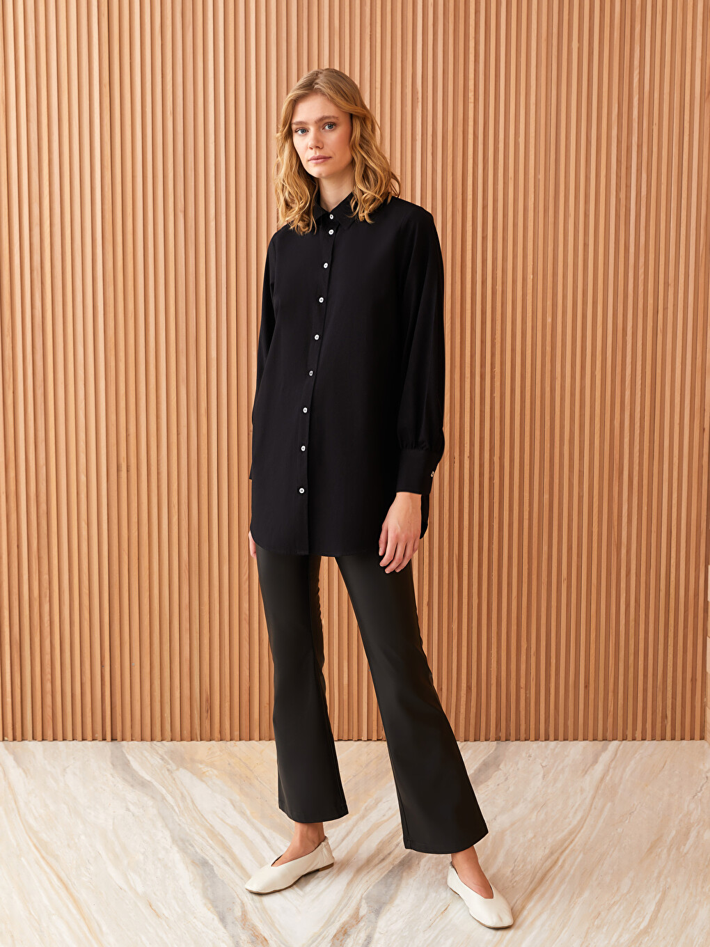 Plain Long Sleeve Women's Shirt Tunic-2