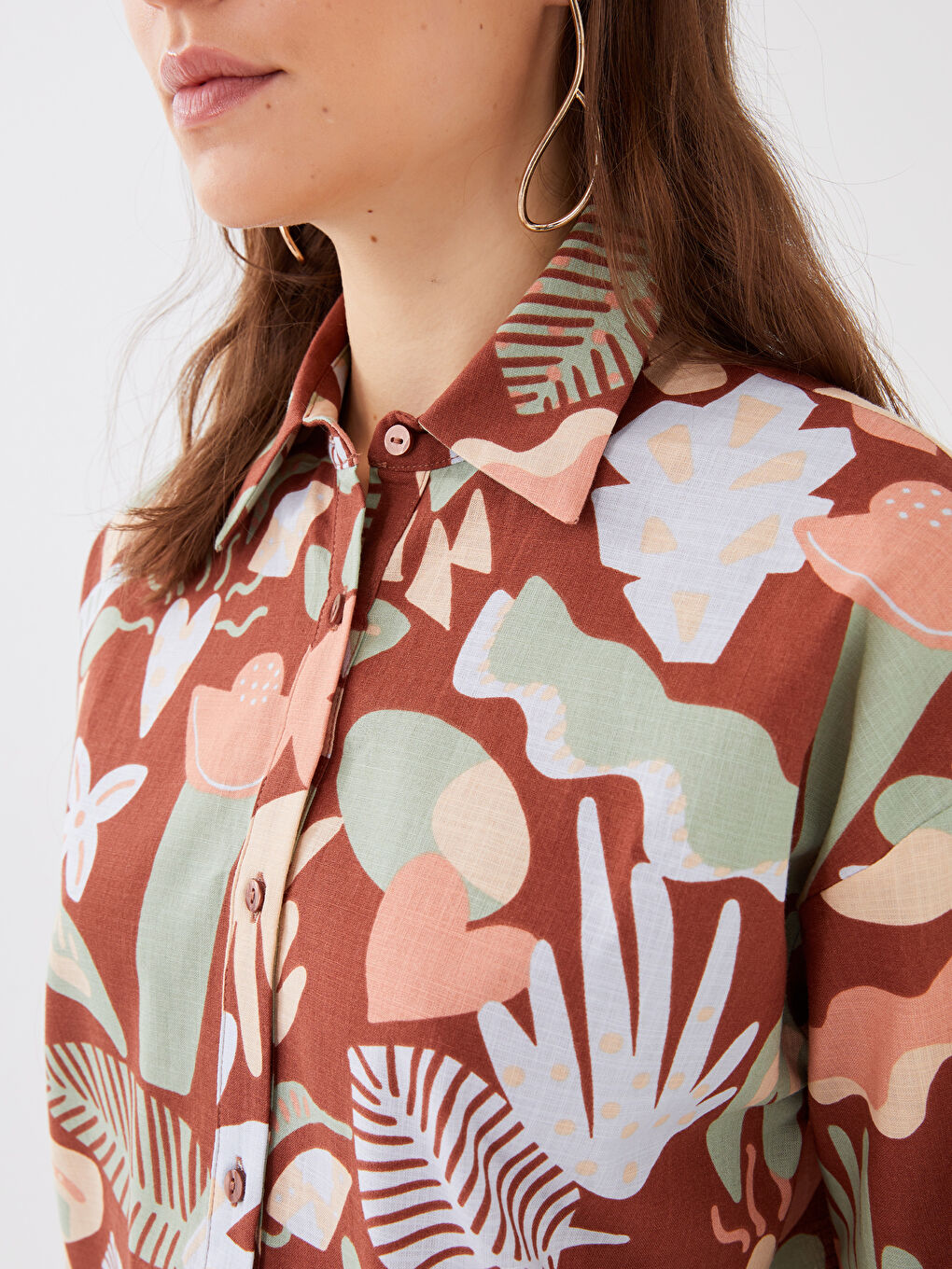 Узорчатая рубашка-туника из поплина для женщин-3