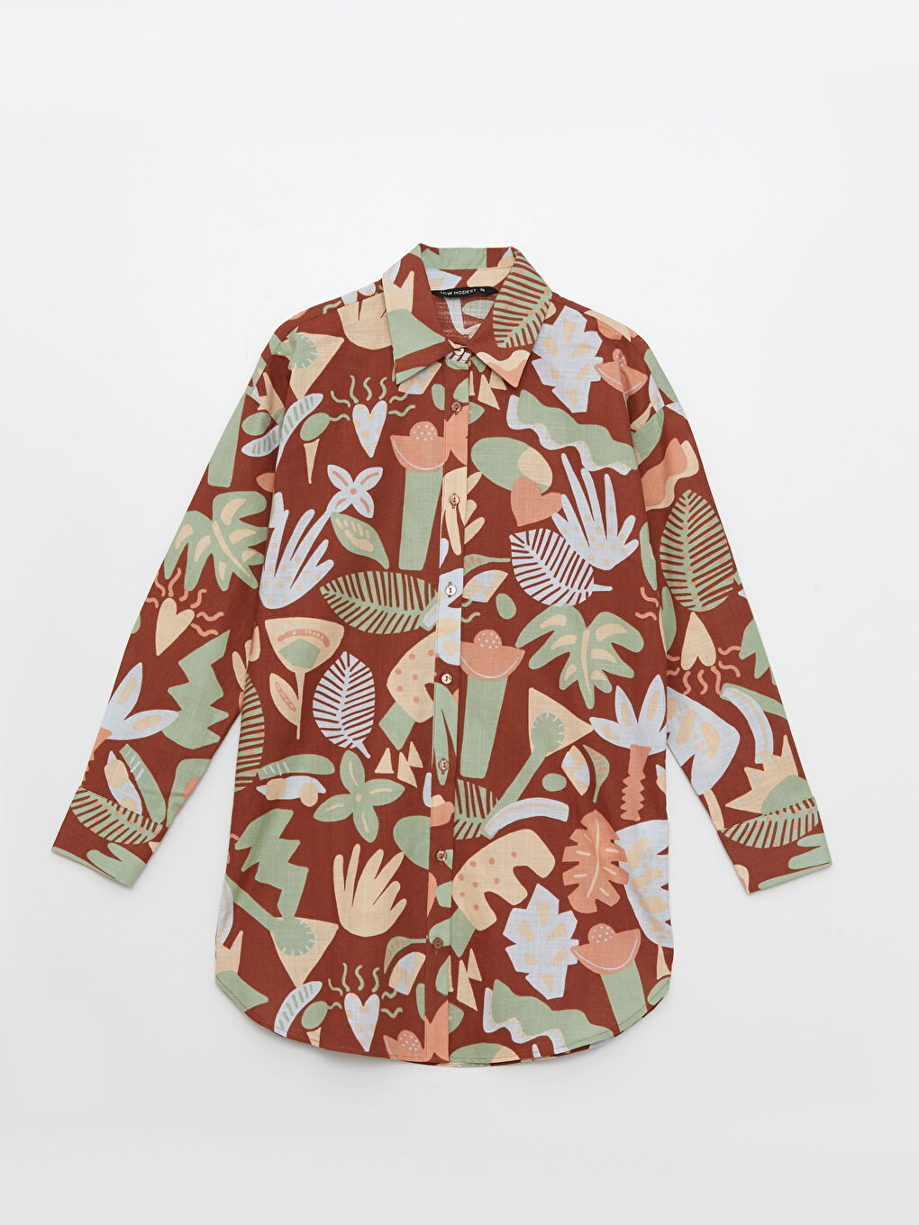 Узорчатая рубашка-туника из поплина для женщин-5