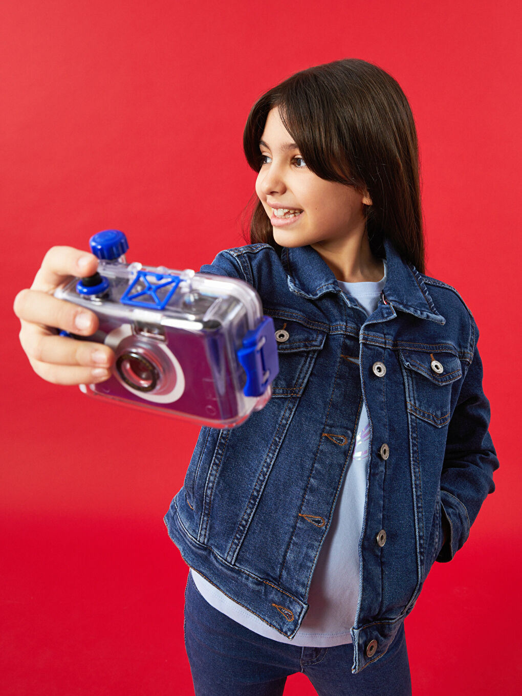 Veste en Jean à Col de Chemise pour Filles