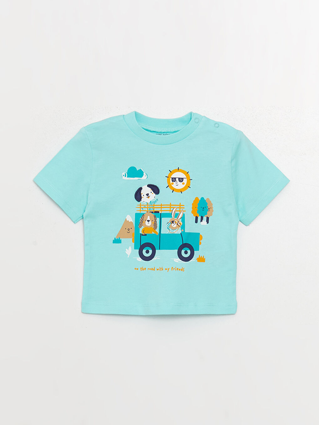 Tricou și Pantaloni Scurți pentru Bebeluși Băieți cu Guler Rotund Imprimat, Set de 2 Bucăți-1