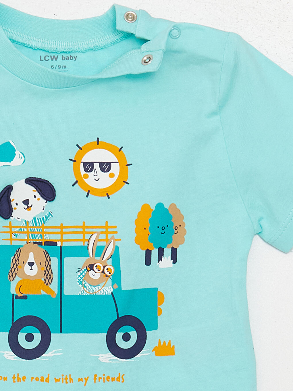 Tricou și Pantaloni Scurți pentru Bebeluși Băieți cu Guler Rotund Imprimat, Set de 2 Bucăți-3