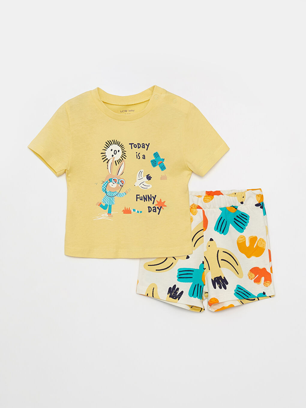LCW baby Ensemble T-Shirt et Short Bébé Garçon Imprimé Col Rond Manches Courtes - Lot de 2 -S3CD08Z1-FTY