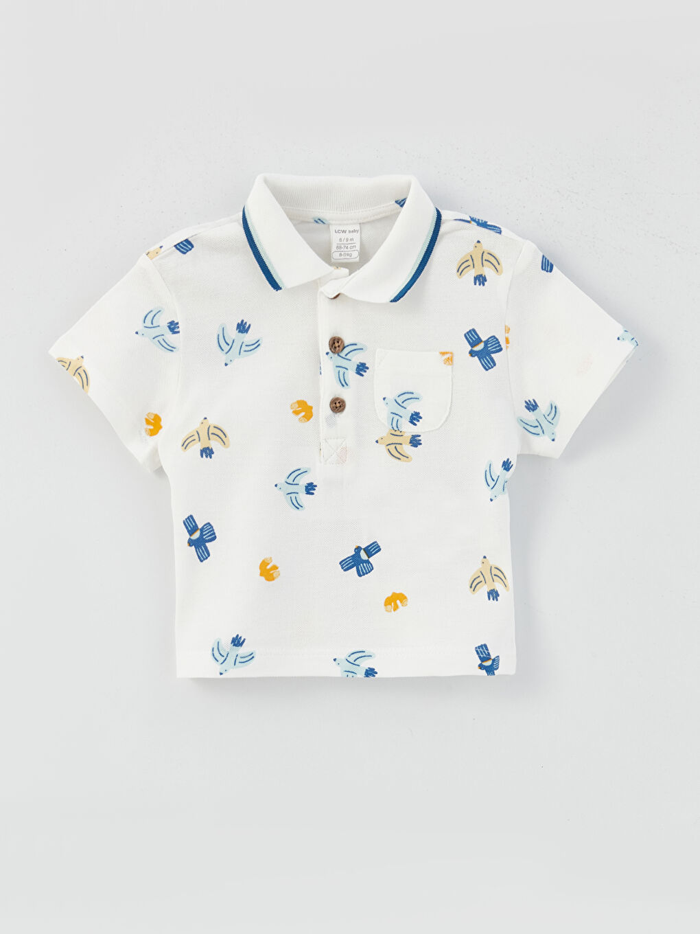 Ekru Polo Yaka Kısa Kollu Erkek Bebek Tişört ve Şort 2'li Takım-1