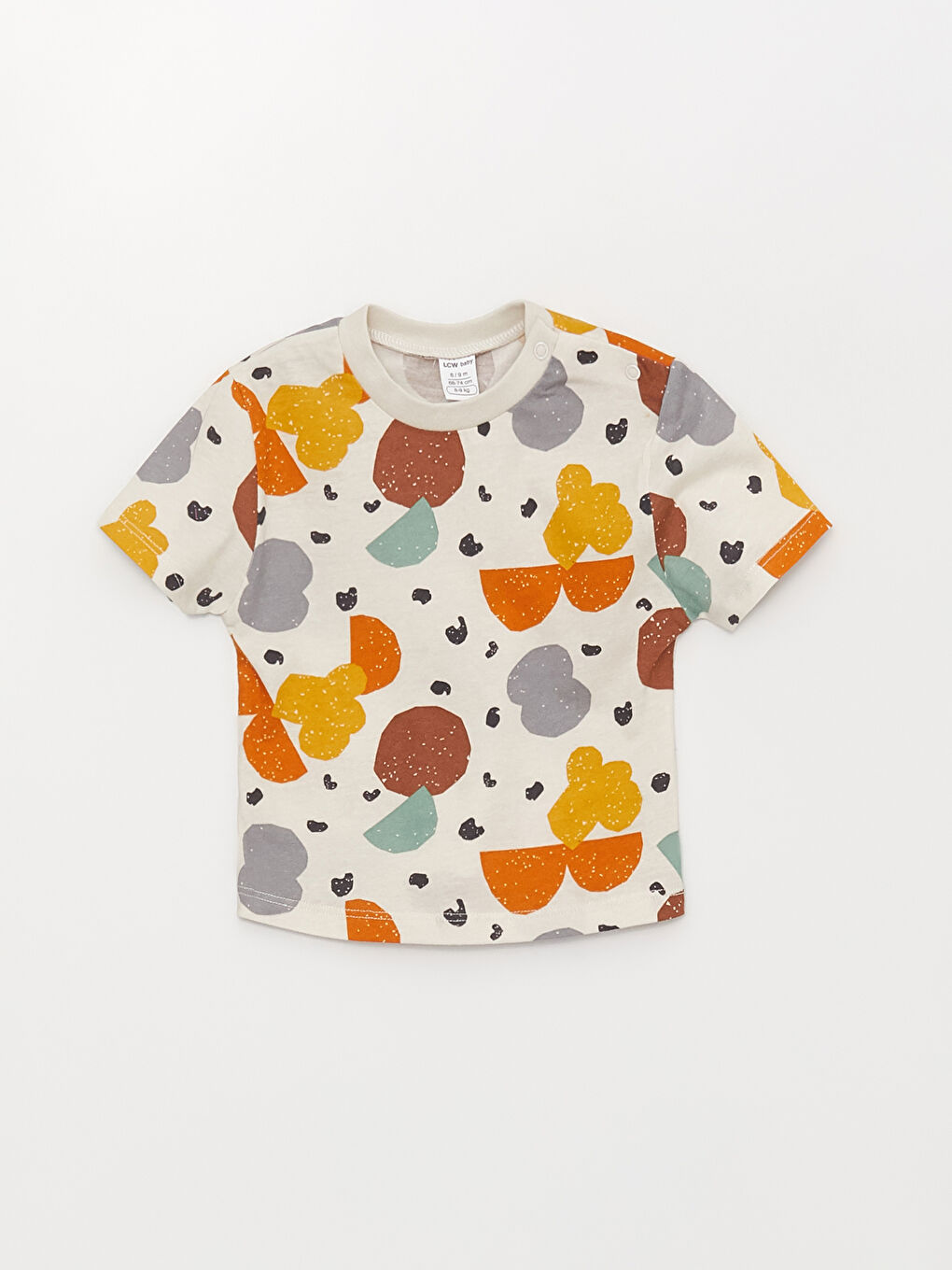 Bej Bisiklet Yaka Baskılı Kısa Kollu Erkek Bebek Tişört ve Şort 2'li Takım-1