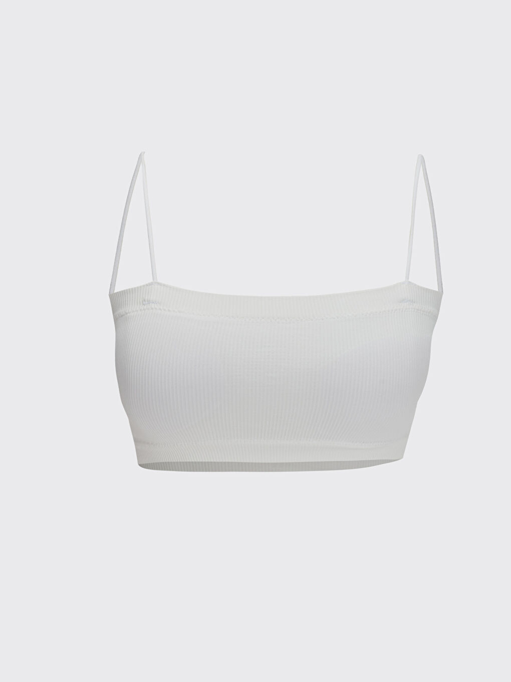 Beyaz Pedli Düz Dikişsiz Büstiyer-5