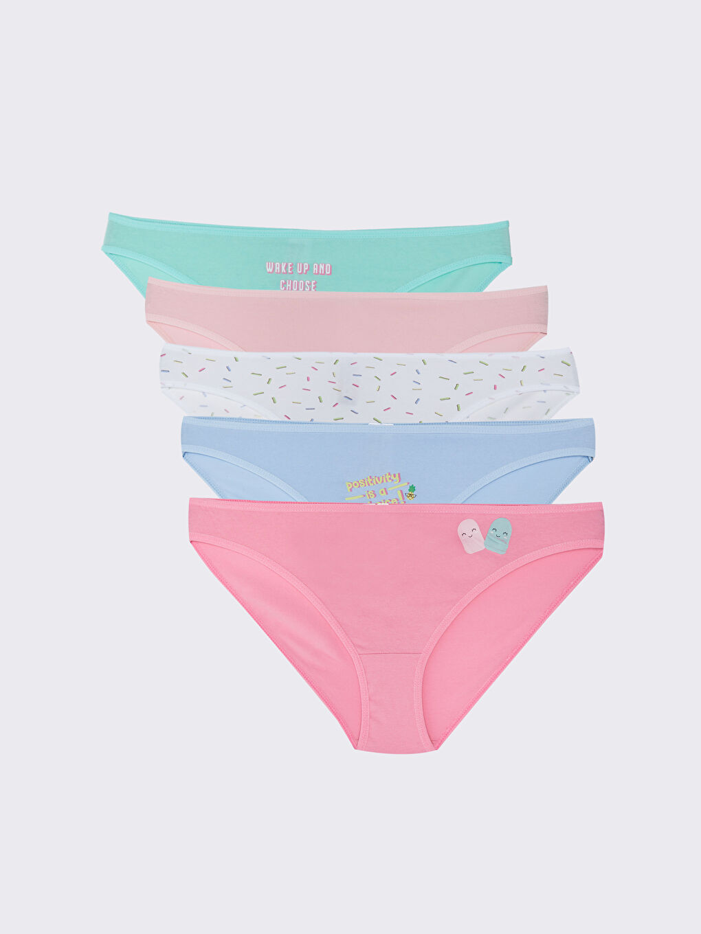 Lila Baskılı Bikini Külot 5'li Paket