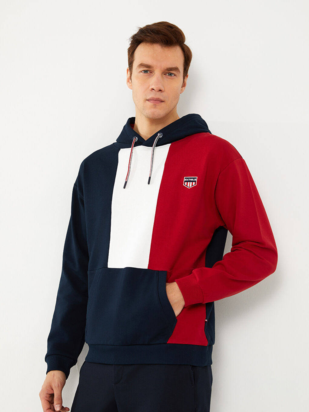 SOUTHBLUE Karişik Uzun Kollu Renk Bloklu Erkek Hoodie