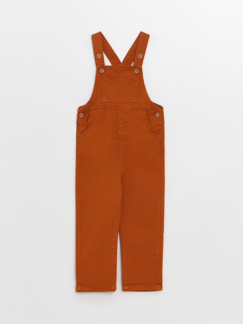 Kahverengi Kare Yaka Basic Erkek Bebek Salopet-3