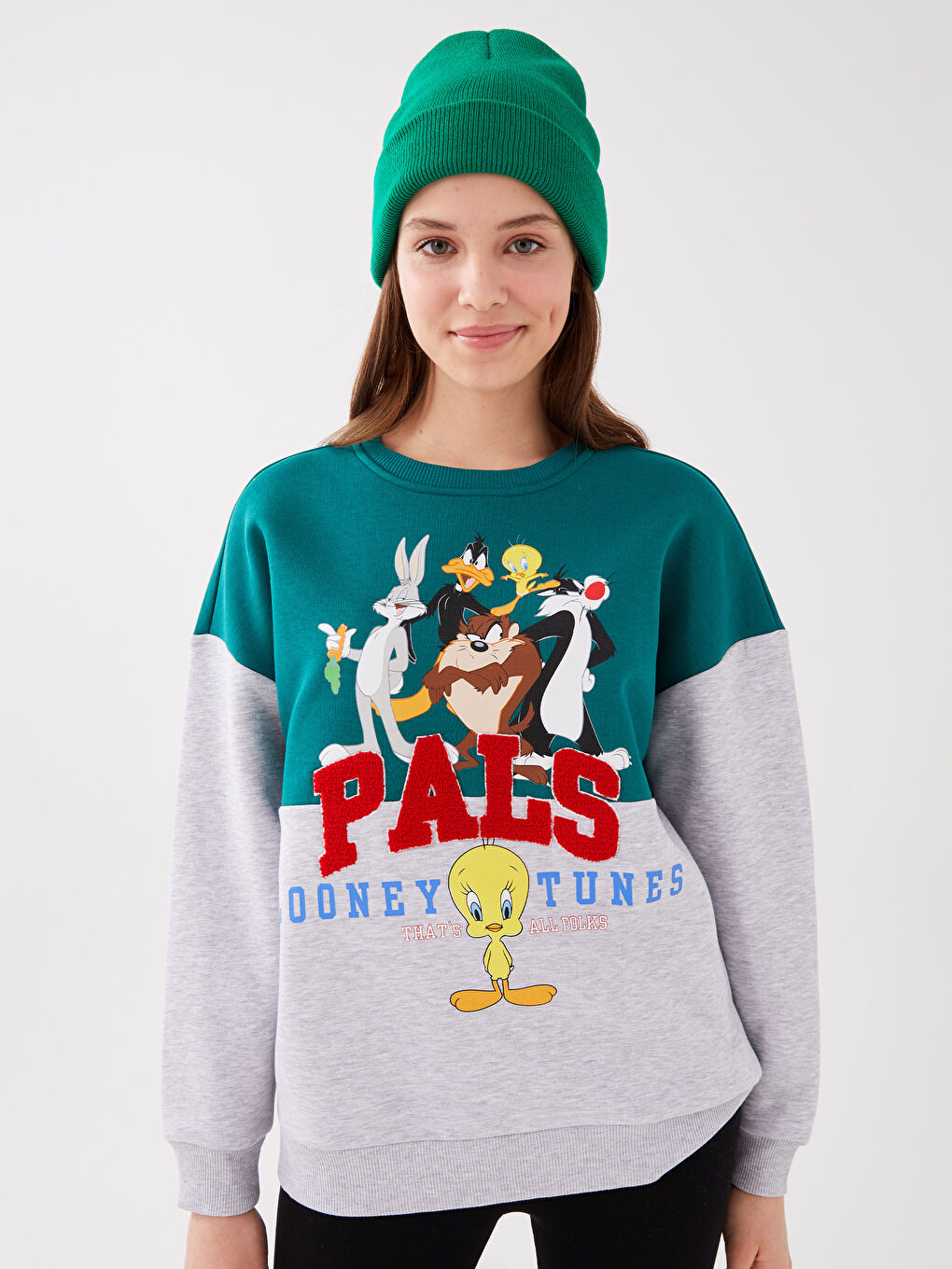 Crew Neck Bugs Bunny Printed Women's Thick Sweatshirt-1