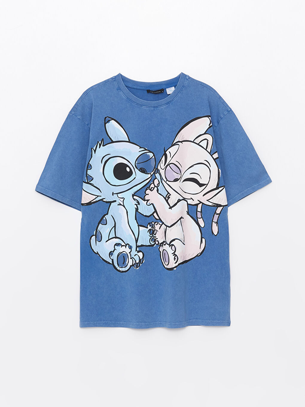 Crew Neck Lilo & Stitch Printed Short Sleeve Oversize Women's T-Shirt-5