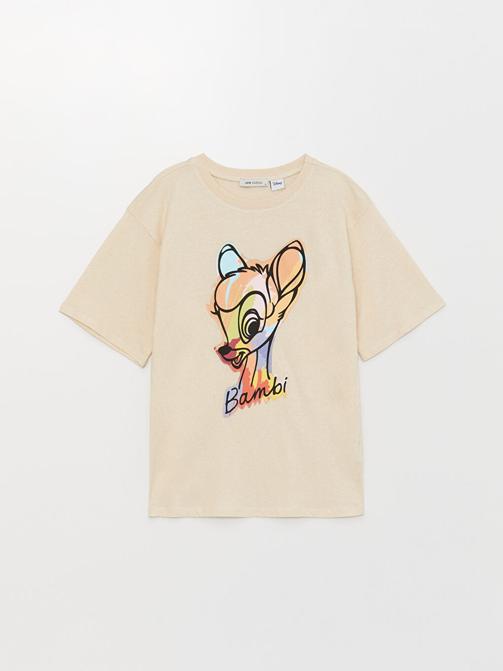 LCW Vision Crew Neck Bambi Printed Short Sleeve Women's T-Shirt -S3CD84Z8-E4S