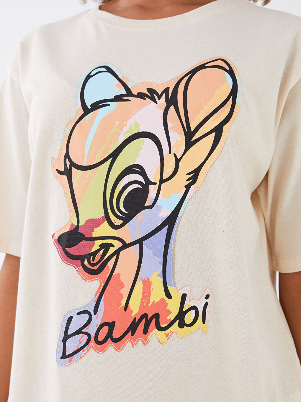 LCW Vision Crew Neck Bambi Printed Short Sleeve Women's T-Shirt -S3CD84Z8-E4S