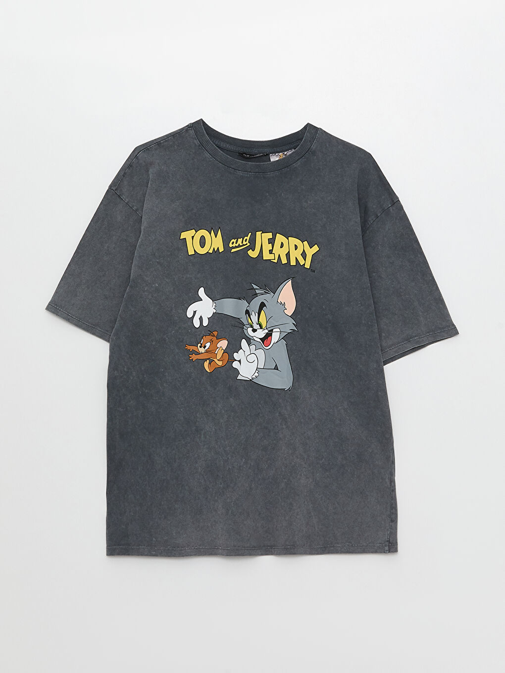 Crew Neck Tom and Jerry Printed Short Sleeve Women's T-Shirt-4