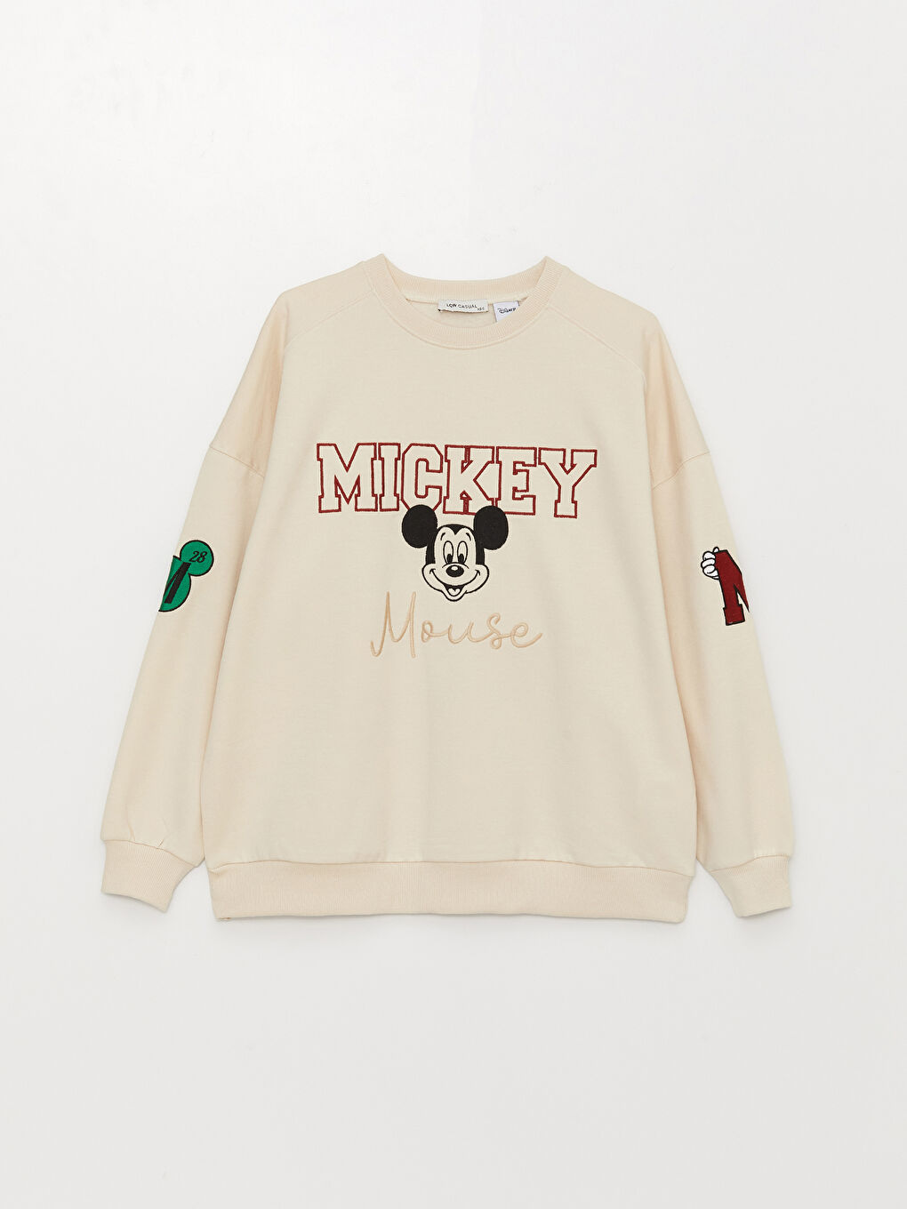 Женская толстовка оверсайз с круглым вырезом и принтом Микки Маус с длинным рукавом-5