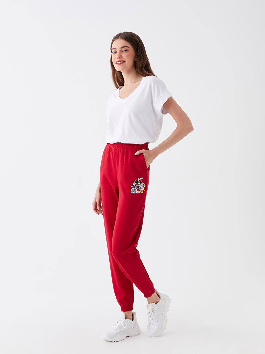 Elastic Waist Mickey Mouse Printed Women's Jogger Sweatpants -S3CD92Z8-HKD