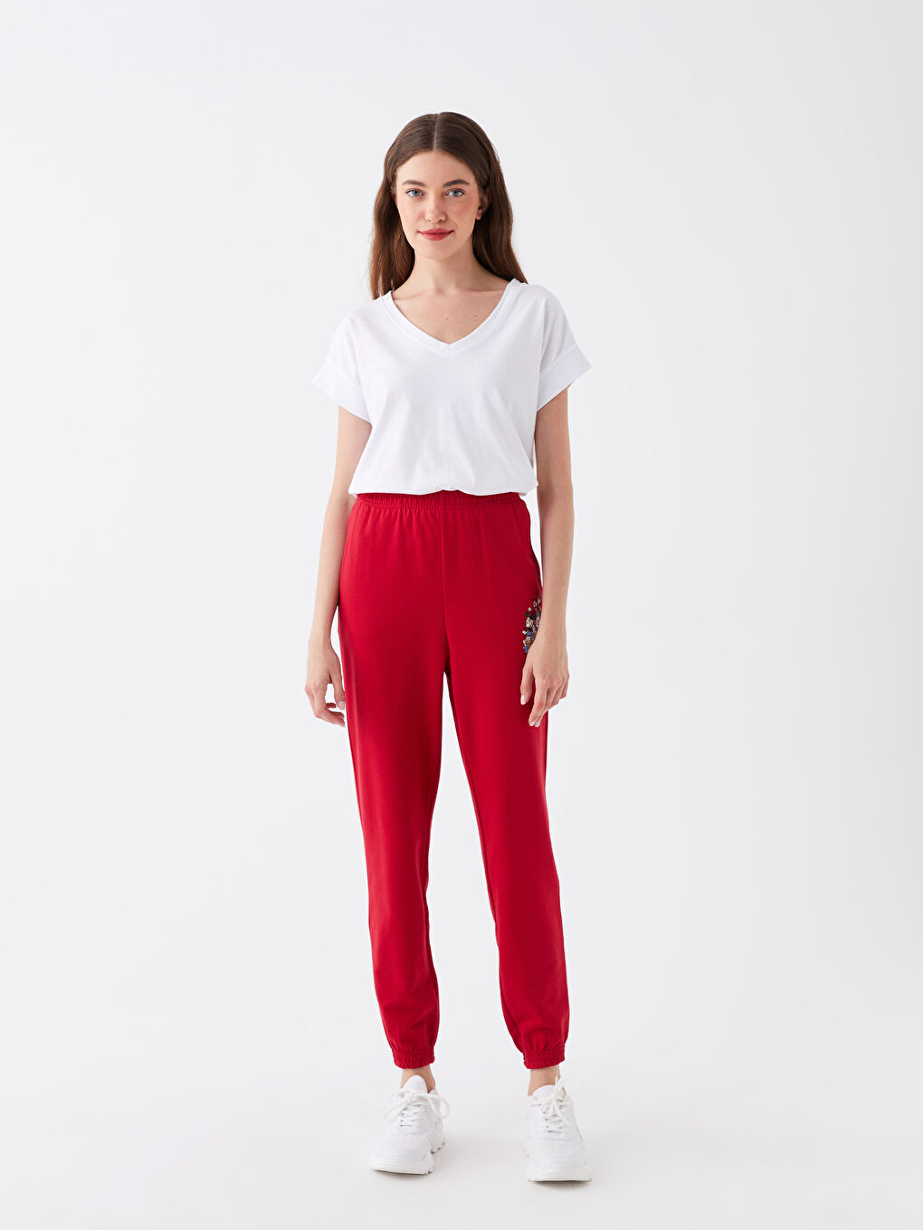 Elastic Waist Mickey Mouse Printed Women's Jogger Sweatpants -S3CD92Z8-HKD