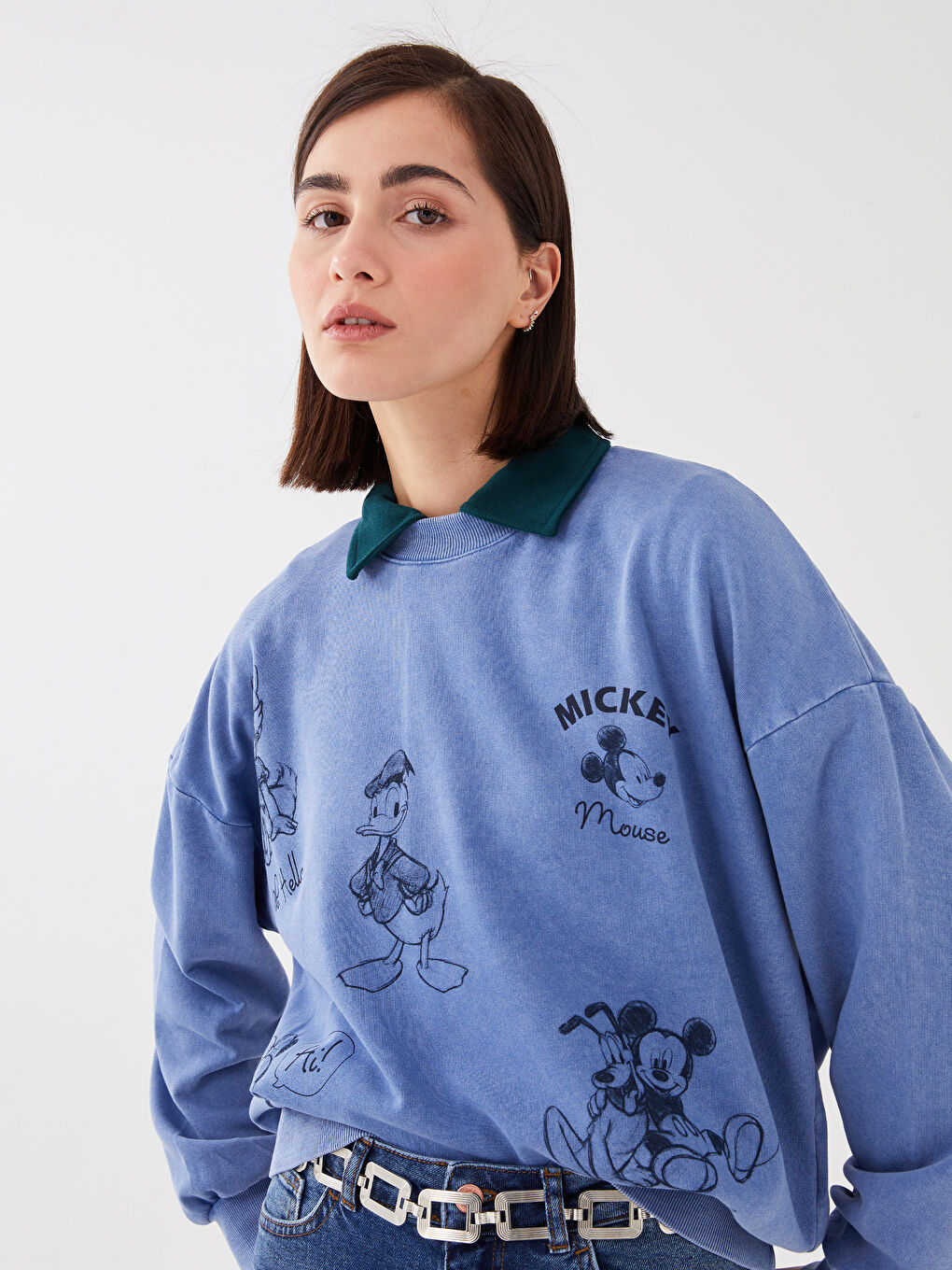 LCW Vision Mickey Mouse and Friends Printed Long Sleeve Women's Sweatshirt -S3CD95Z8-QZ8