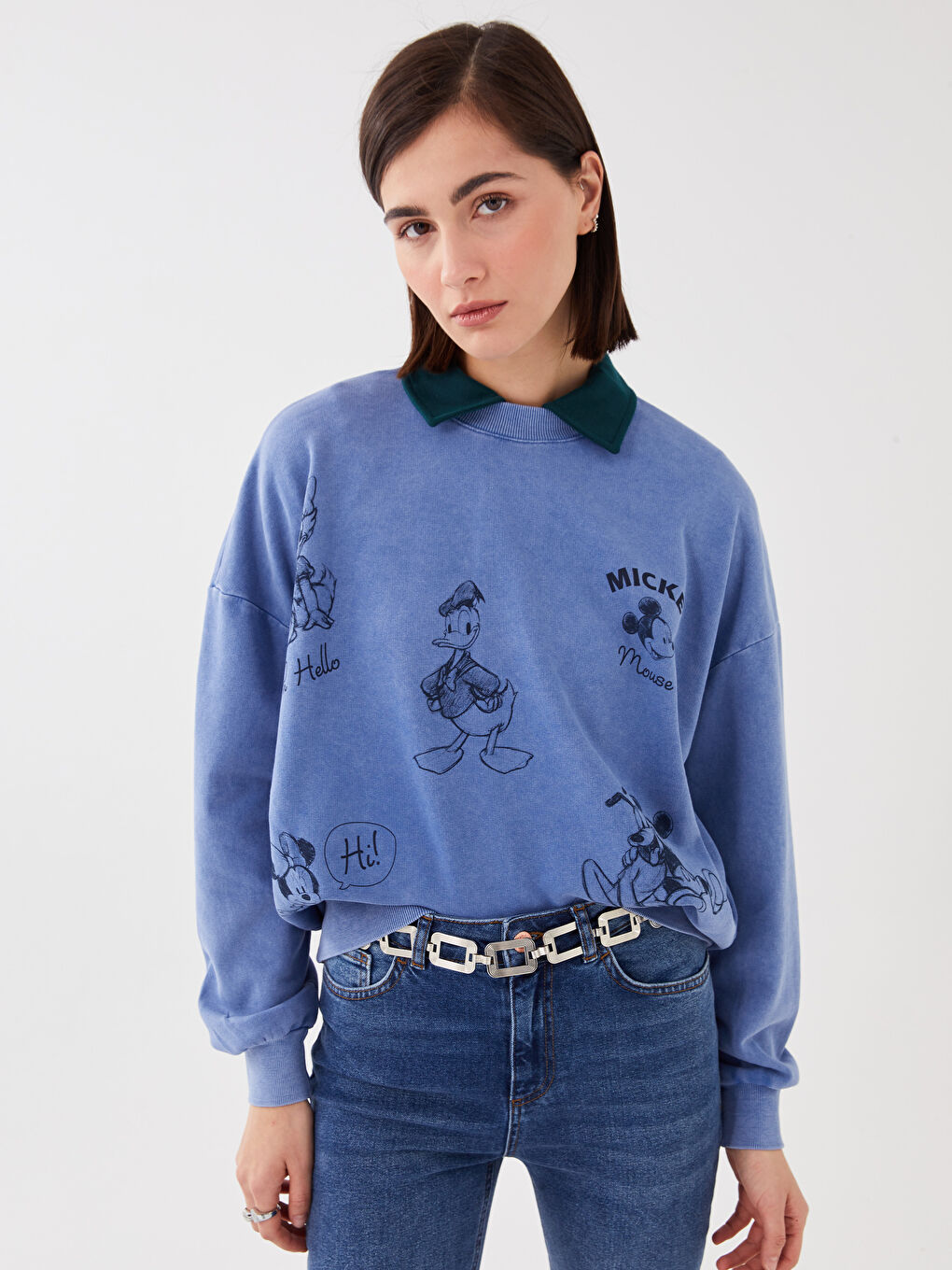 LCW Vision Mickey Mouse and Friends Printed Long Sleeve Women's Sweatshirt -S3CD95Z8-QZ8