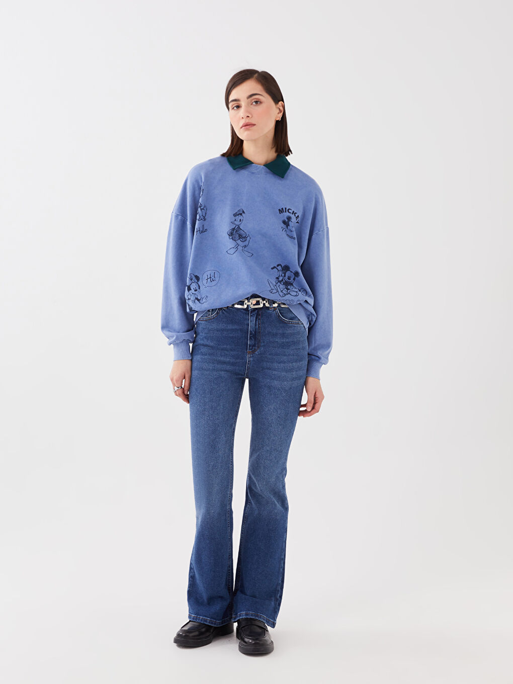 LCW Vision Mickey Mouse and Friends Printed Long Sleeve Women's Sweatshirt -S3CD95Z8-QZ8