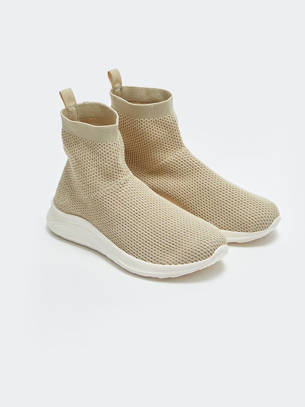 Bej Bilekli Çorap Model Kadın Spor Ayakkabı