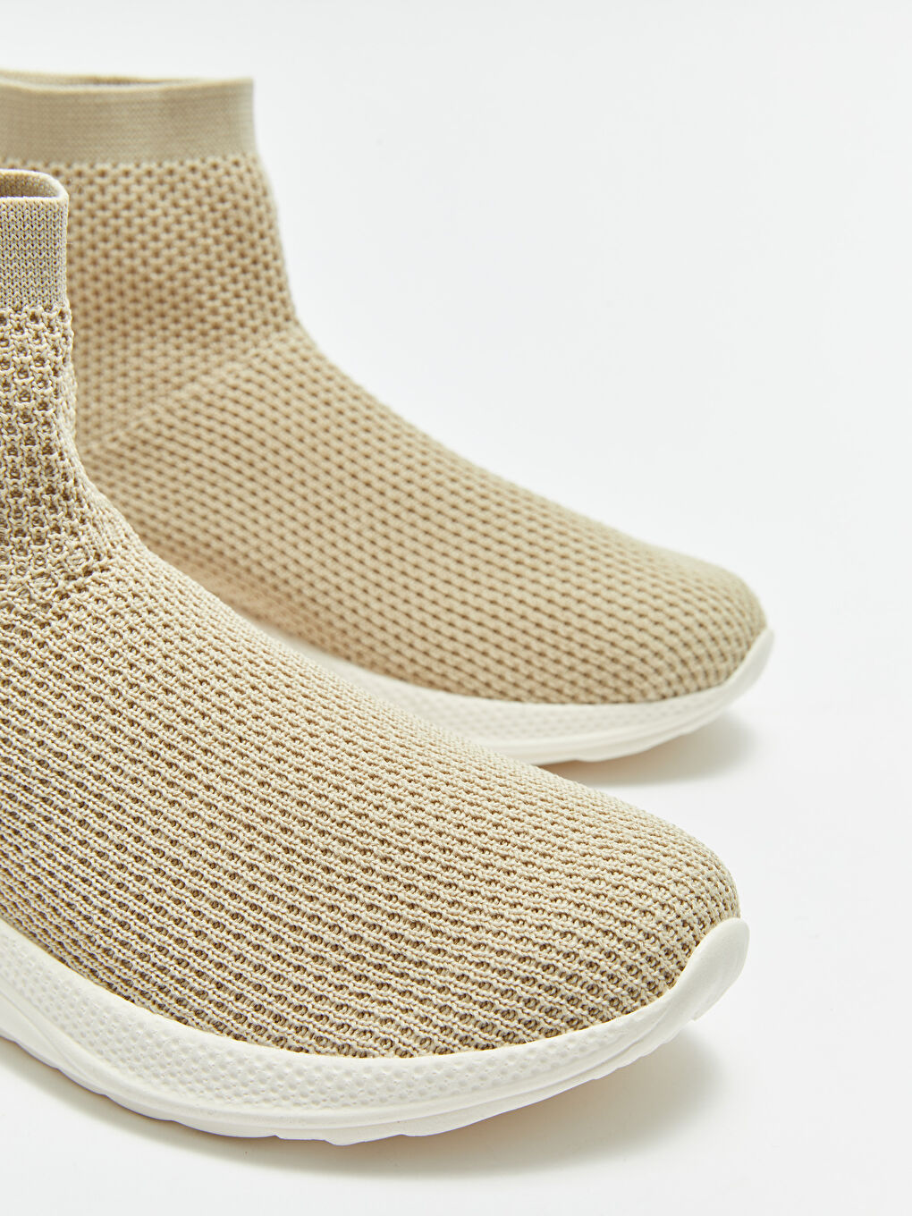 Bej Bilekli Çorap Model Kadın Spor Ayakkabı-2