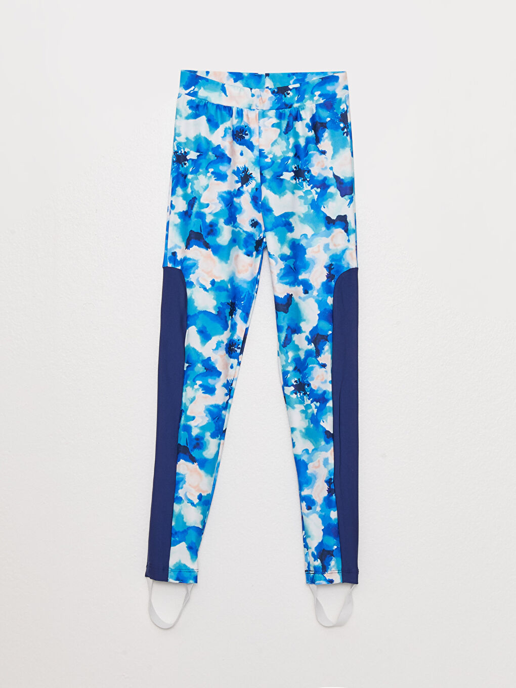 Lacivert Dik Yaka Baskılı Uzun Kollu Kız Çocuk Mayo Tayt ve Bone-3