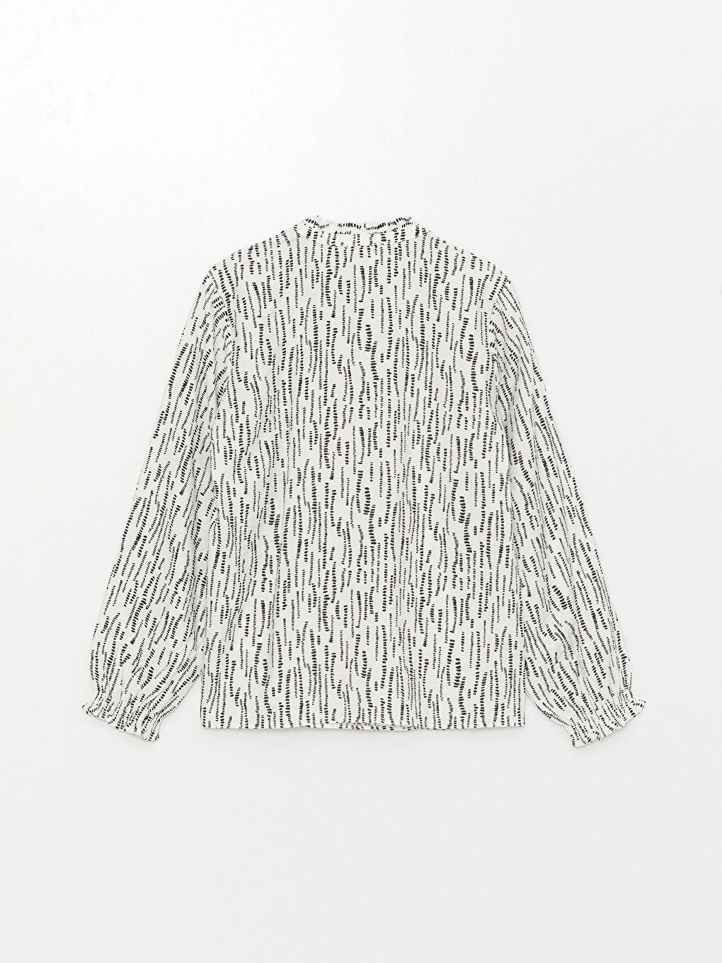 Tie Neck Patterned Long Sleeve Women's Blouse-6