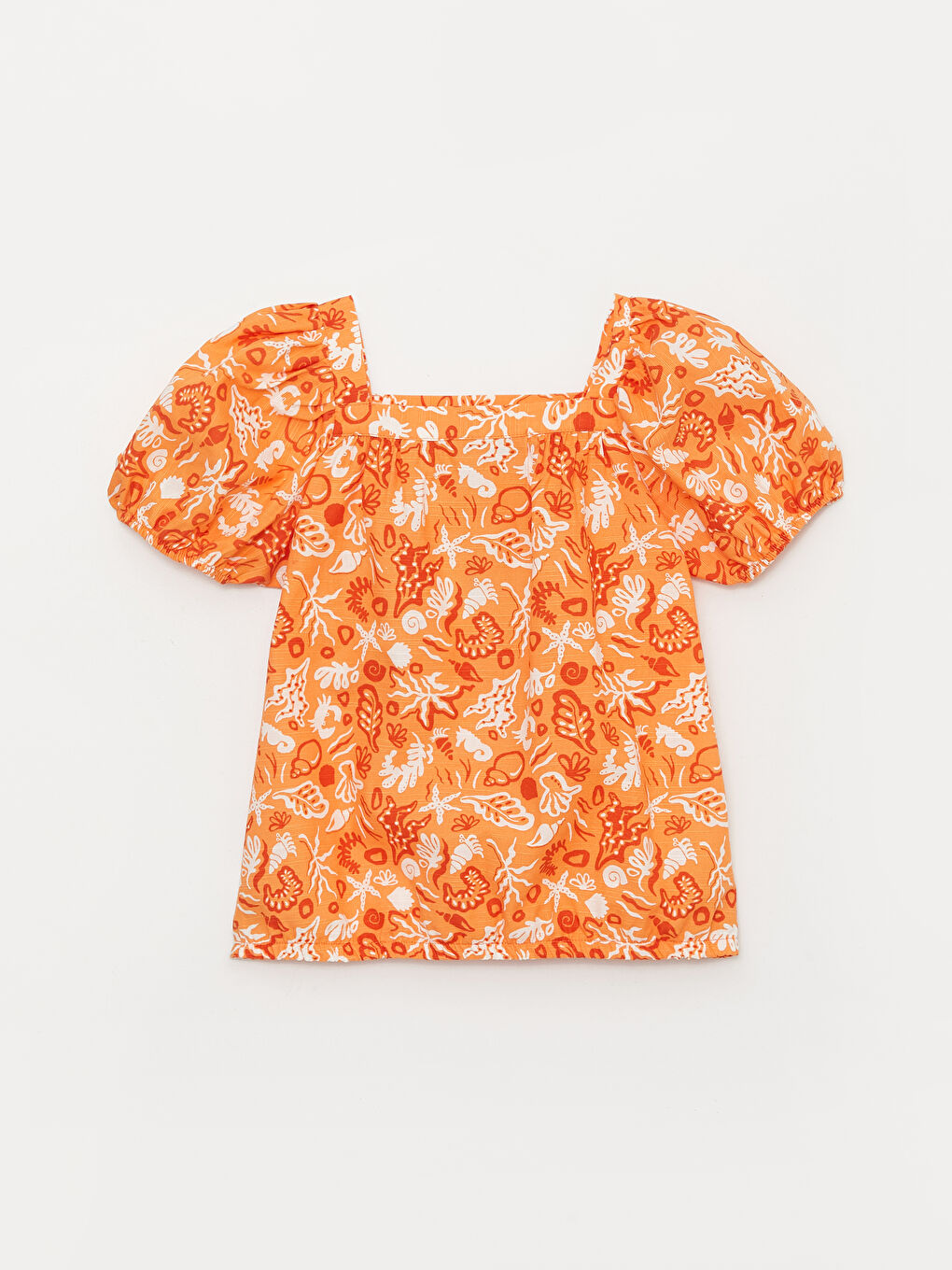 Blouse à Col Carré Imprimée à Manches Courtes pour Filles