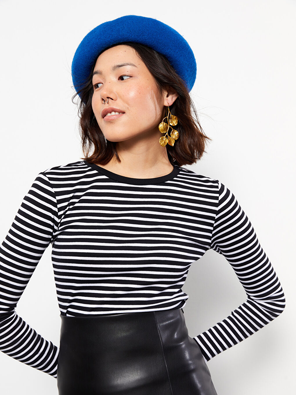 LCW Vision Crew Neck Striped Long Sleeve Women's T-Shirt -S3CE75Z8-LEG