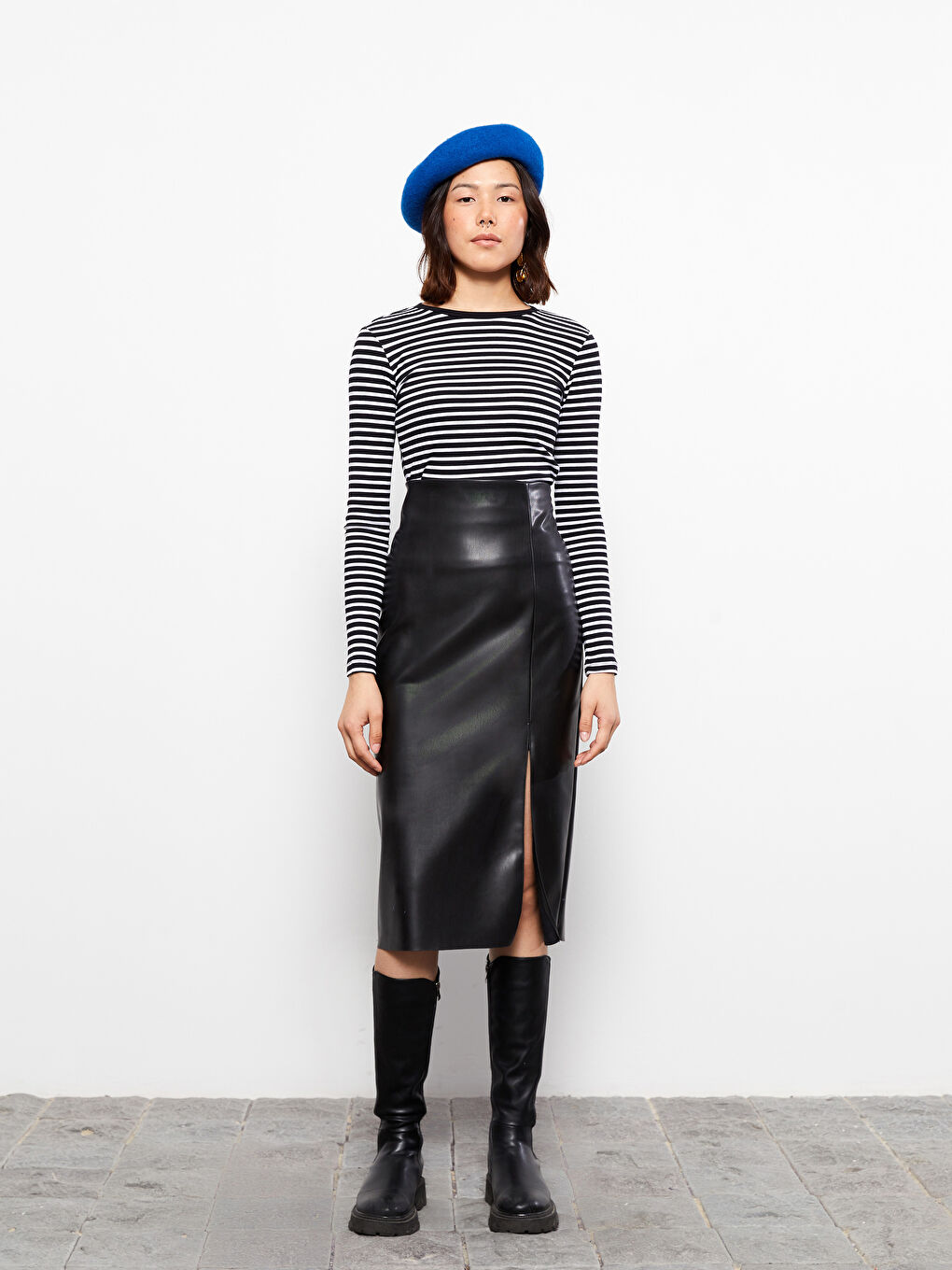 LCW Vision Crew Neck Striped Long Sleeve Women's T-Shirt -S3CE75Z8-LEG