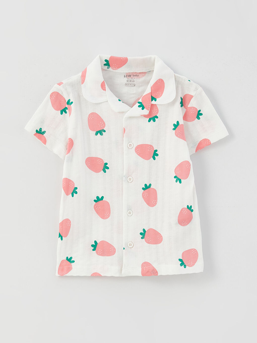 Polo Neck Short Sleeve Patterned Baby Girl Pajamas Set-1